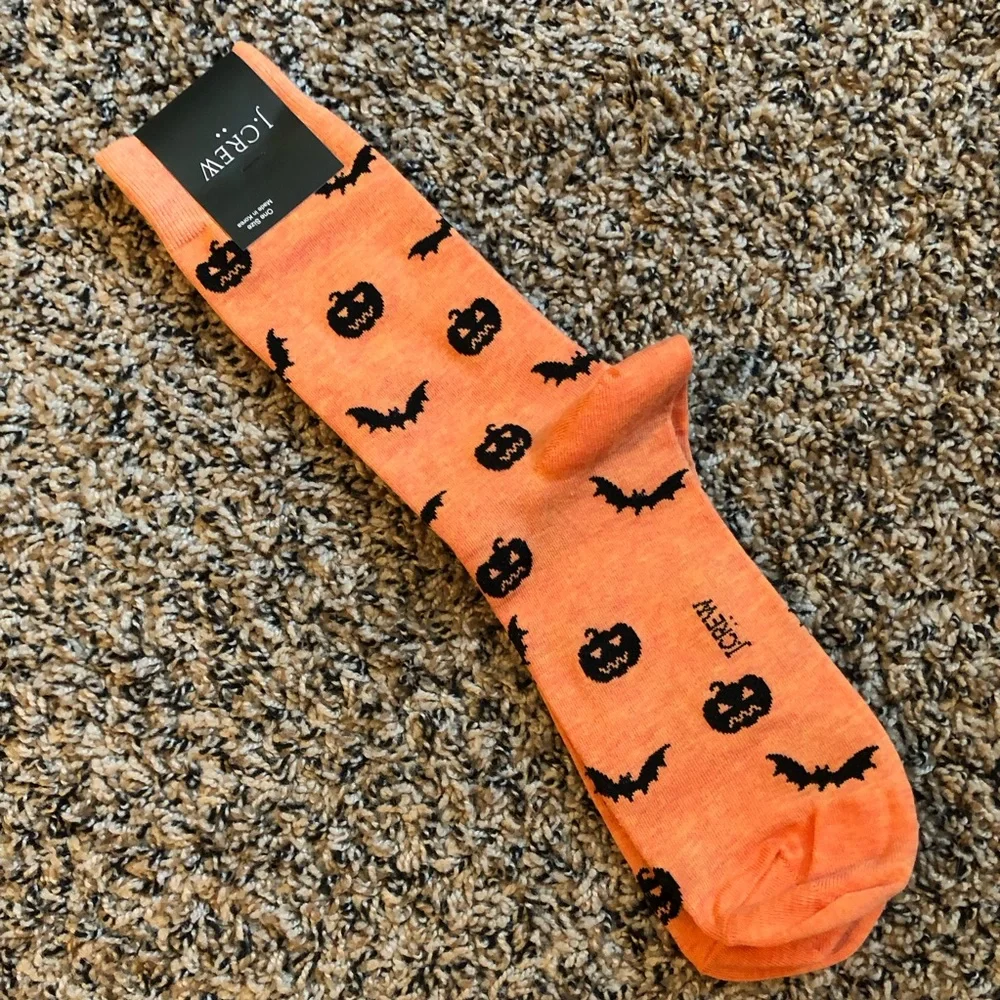 NWT J. Crew F Halloween socks bats & jack’o’lanterns heather OS